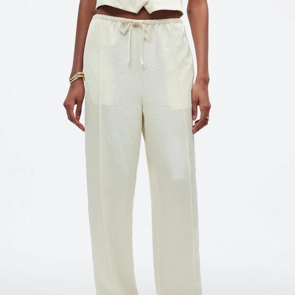 Madewell Cream Vest & Satin Pull-On Pants Set NWT Size 10 / L Cake Batter - Picture 9 of 12